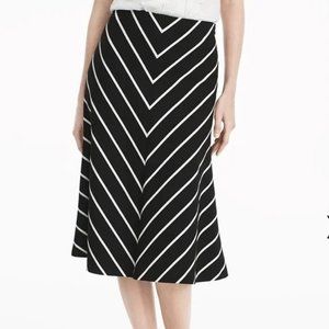 White House and Black Market Lined Midi Skirt 6 Chevron Striped A-Line Lace-up